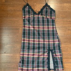 Zumiez small plaid dress with lace slit